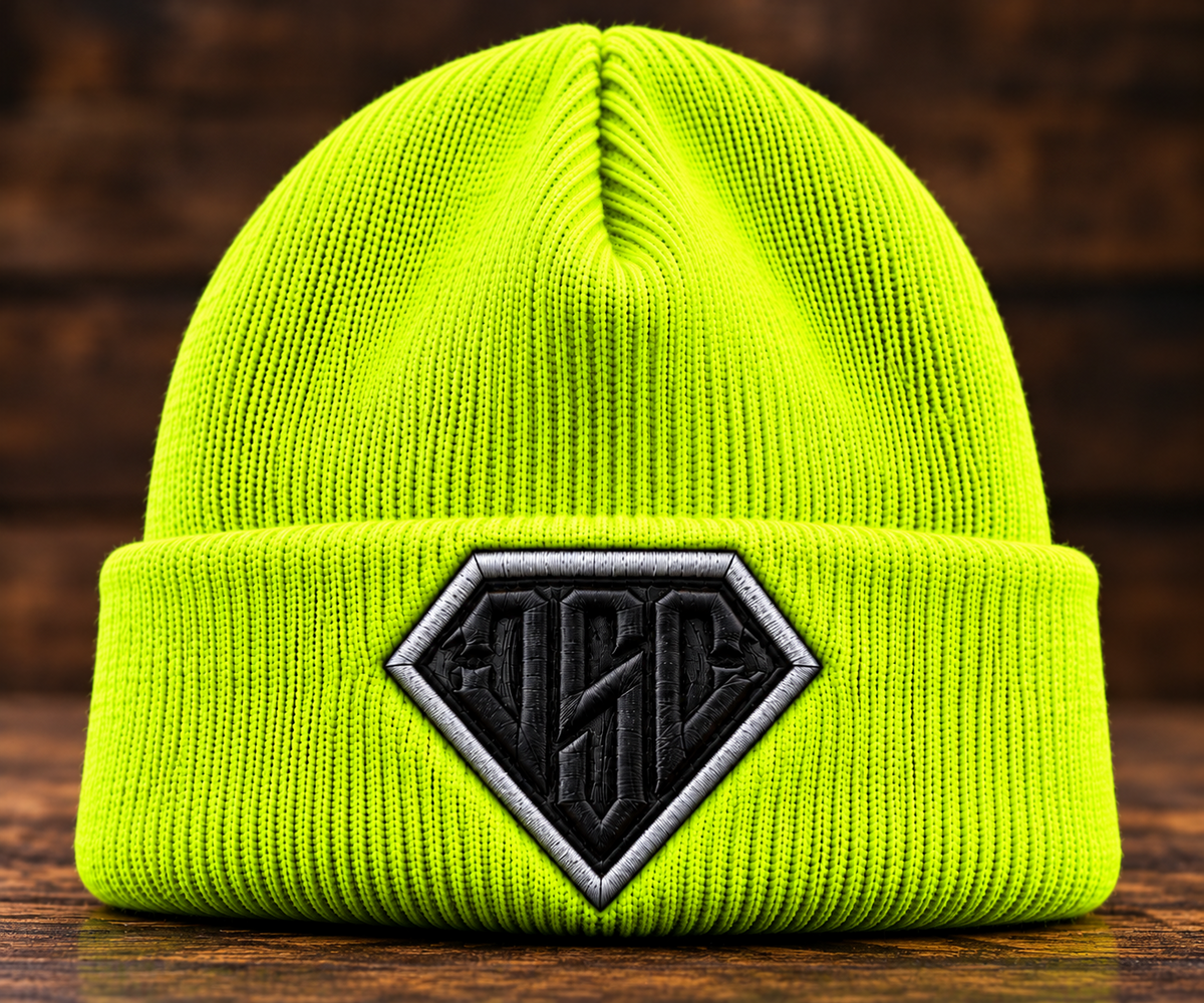 Hi-vis DSC beanie with reflective silver embroidery