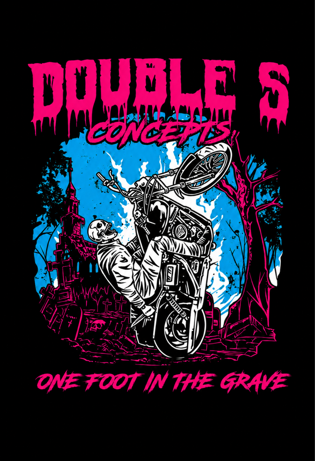 Jack The Ripper One Foot in the Grave pink and electric blue back artwork